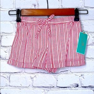 Copper Key Red & White Striped Elastic Waist Shorts Size 4